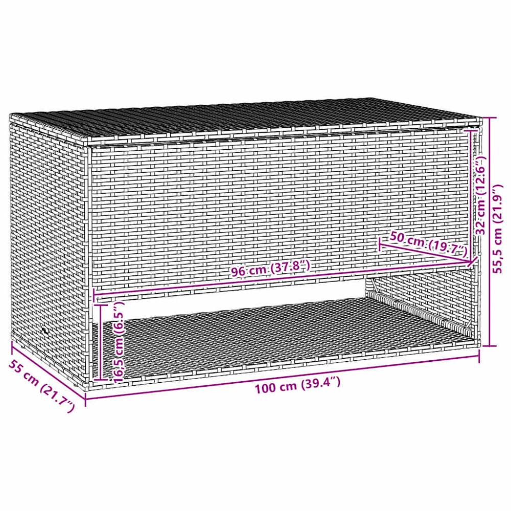 Produktbild för Kuddlåda för utomhusbruk beige 100x55x55,5 cm konstrotting