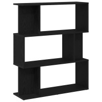 Produktbild för Bokhylla svart ek 80x24x96 cm konstruerat trä