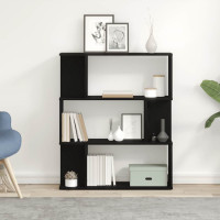 Produktbild för Bokhylla svart ek 80x24x96 cm konstruerat trä
