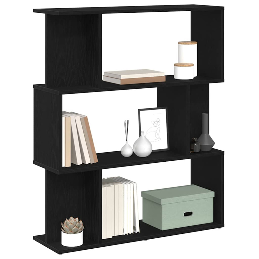 Produktbild för Bokhylla svart ek 80x24x96 cm konstruerat trä