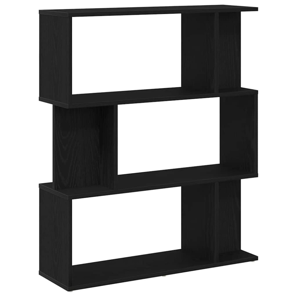 Produktbild för Bokhylla svart ek 80x24x96 cm konstruerat trä