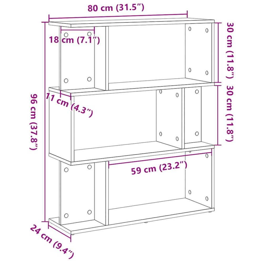 Produktbild för Bokhylla svart ek 80x24x96 cm konstruerat trä