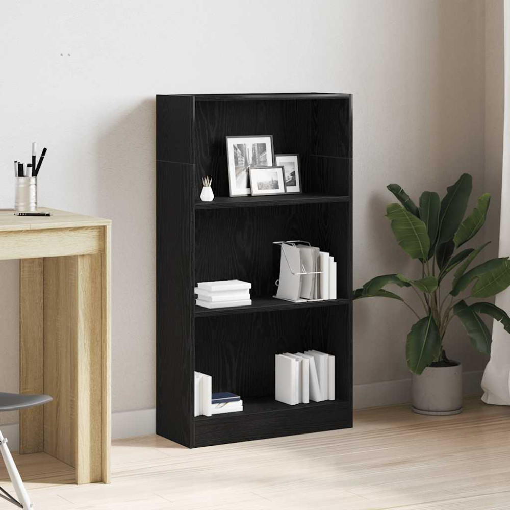 Produktbild för Bokhylla svart ek 60x24x109 cm konstruerat trä