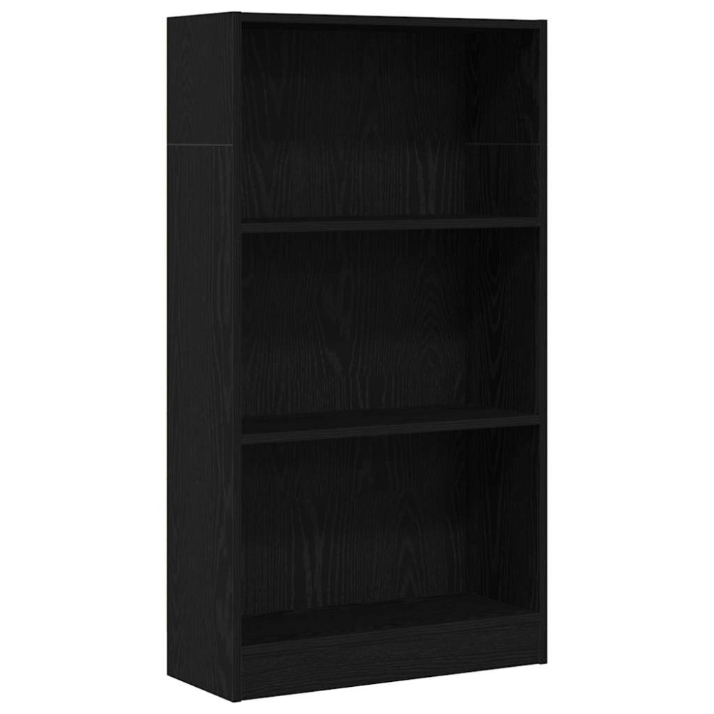 Produktbild för Bokhylla svart ek 60x24x109 cm konstruerat trä