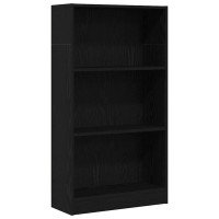 Produktbild för Bokhylla svart ek 60x24x109 cm konstruerat trä