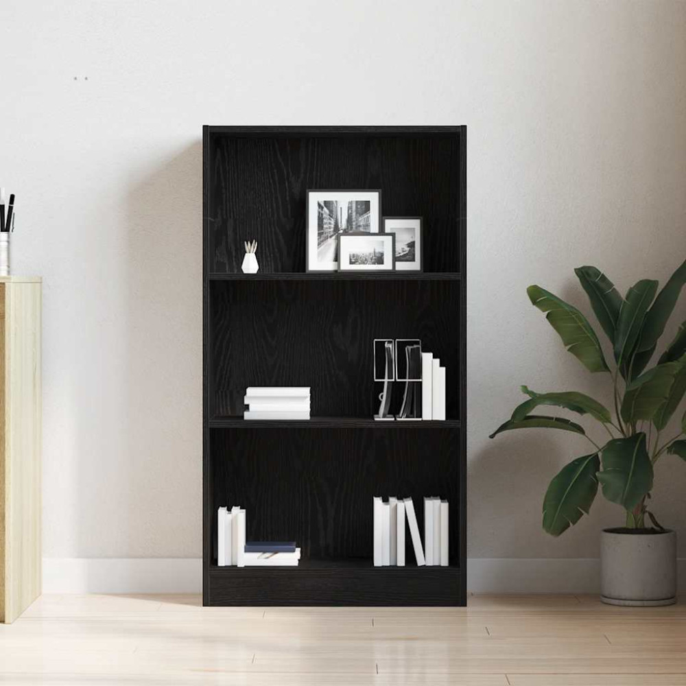 Produktbild för Bokhylla svart ek 60x24x109 cm konstruerat trä