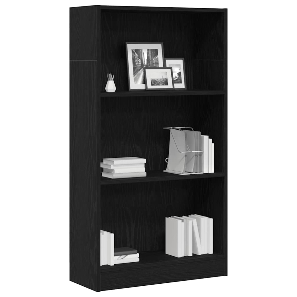 Produktbild för Bokhylla svart ek 60x24x109 cm konstruerat trä