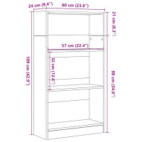 Produktbild för Bokhylla svart ek 60x24x109 cm konstruerat trä