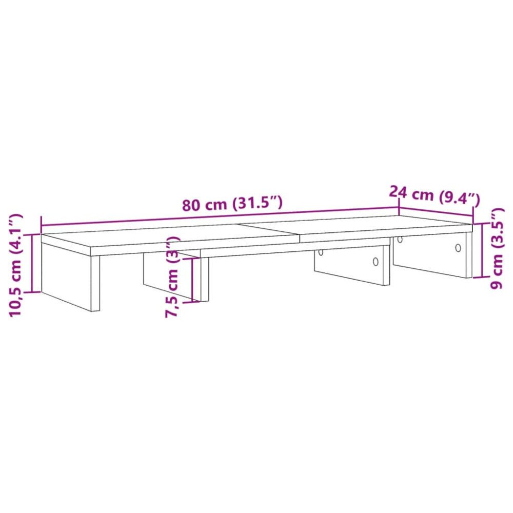 Produktbild för Skärmställ justerbart 80x24x10,5 cm konstruerat trä ek