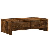Produktbild för Skärmställ med lådor rökfärgad ek 50x27x15 cm konstruerat trä