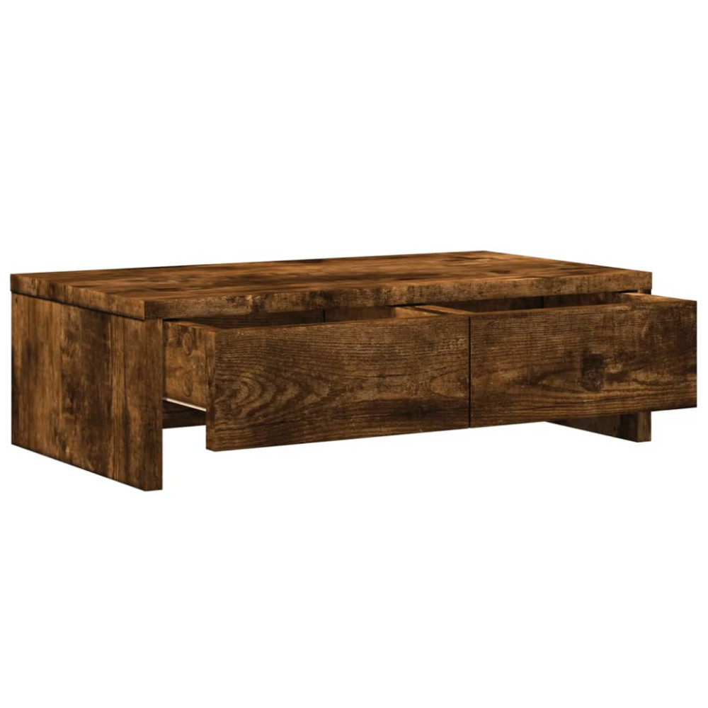 Produktbild för Skärmställ med lådor rökfärgad ek 50x27x15 cm konstruerat trä