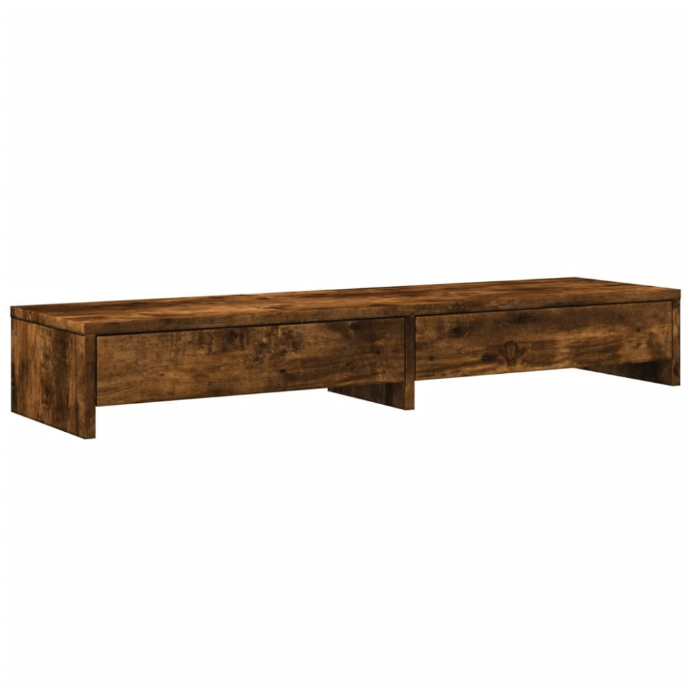 Produktbild för Skärmställ med lådor rökfärgad ek 100x27x15 cm konstruerat trä