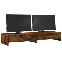 Produktbild för Skärmställ med lådor rökfärgad ek 100x27x15 cm konstruerat trä