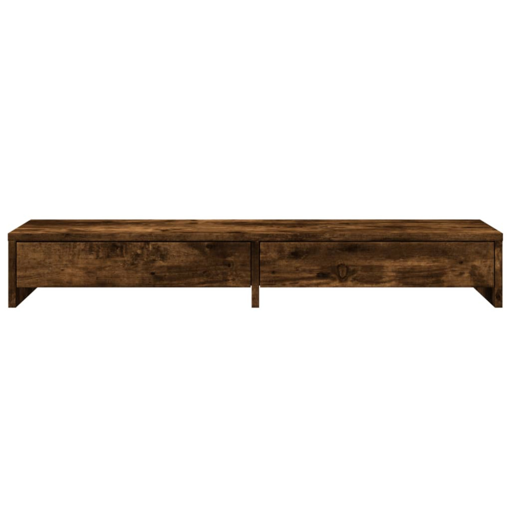 Produktbild för Skärmställ med lådor rökfärgad ek 100x27x15 cm konstruerat trä