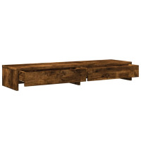 Produktbild för Skärmställ med lådor rökfärgad ek 100x27x15 cm konstruerat trä