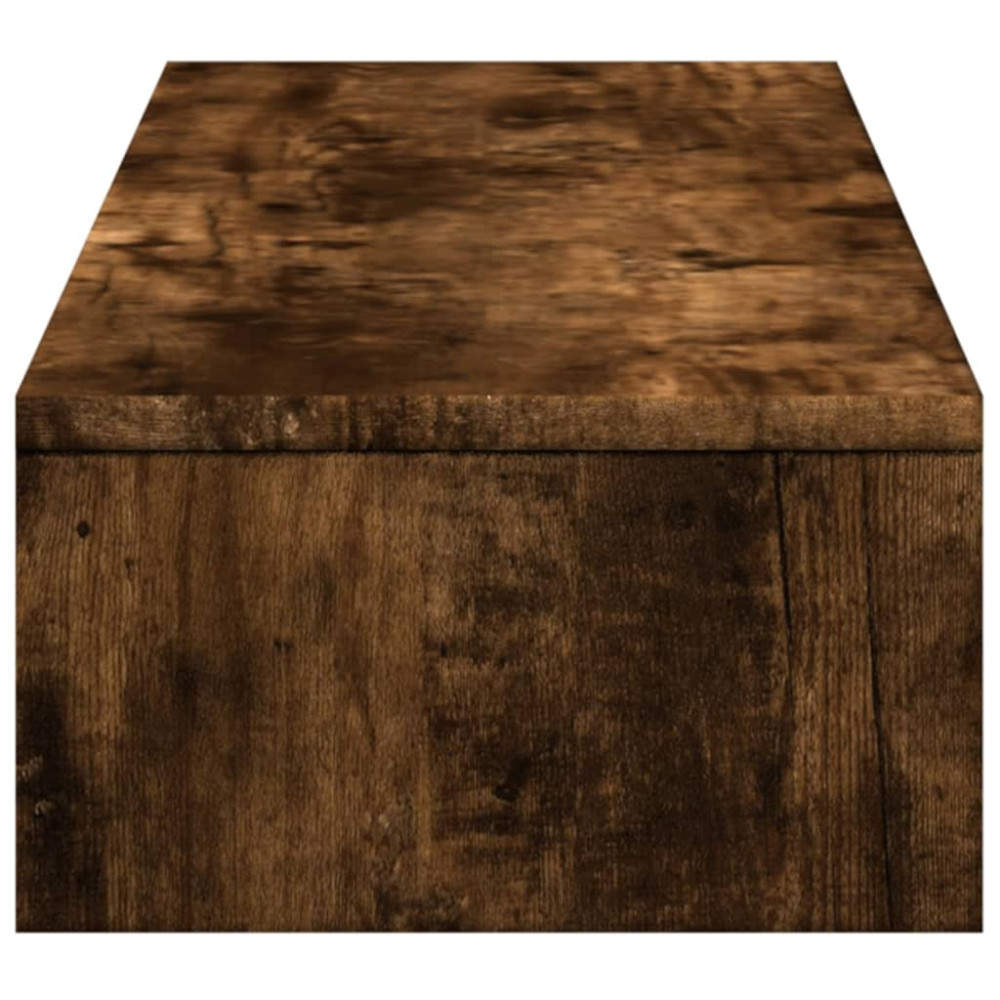 Produktbild för Skärmställ med lådor rökfärgad ek 100x27x15 cm konstruerat trä