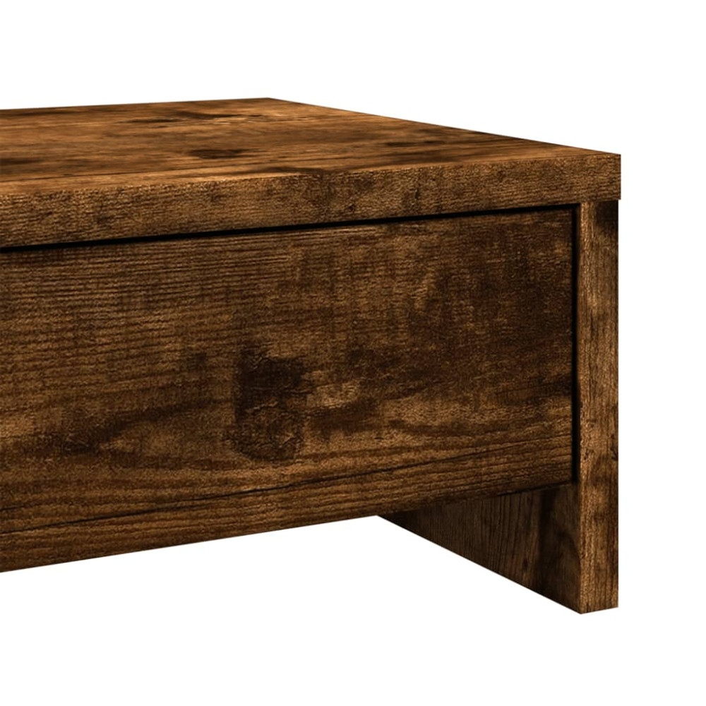 Produktbild för Skärmställ med lådor rökfärgad ek 100x27x15 cm konstruerat trä