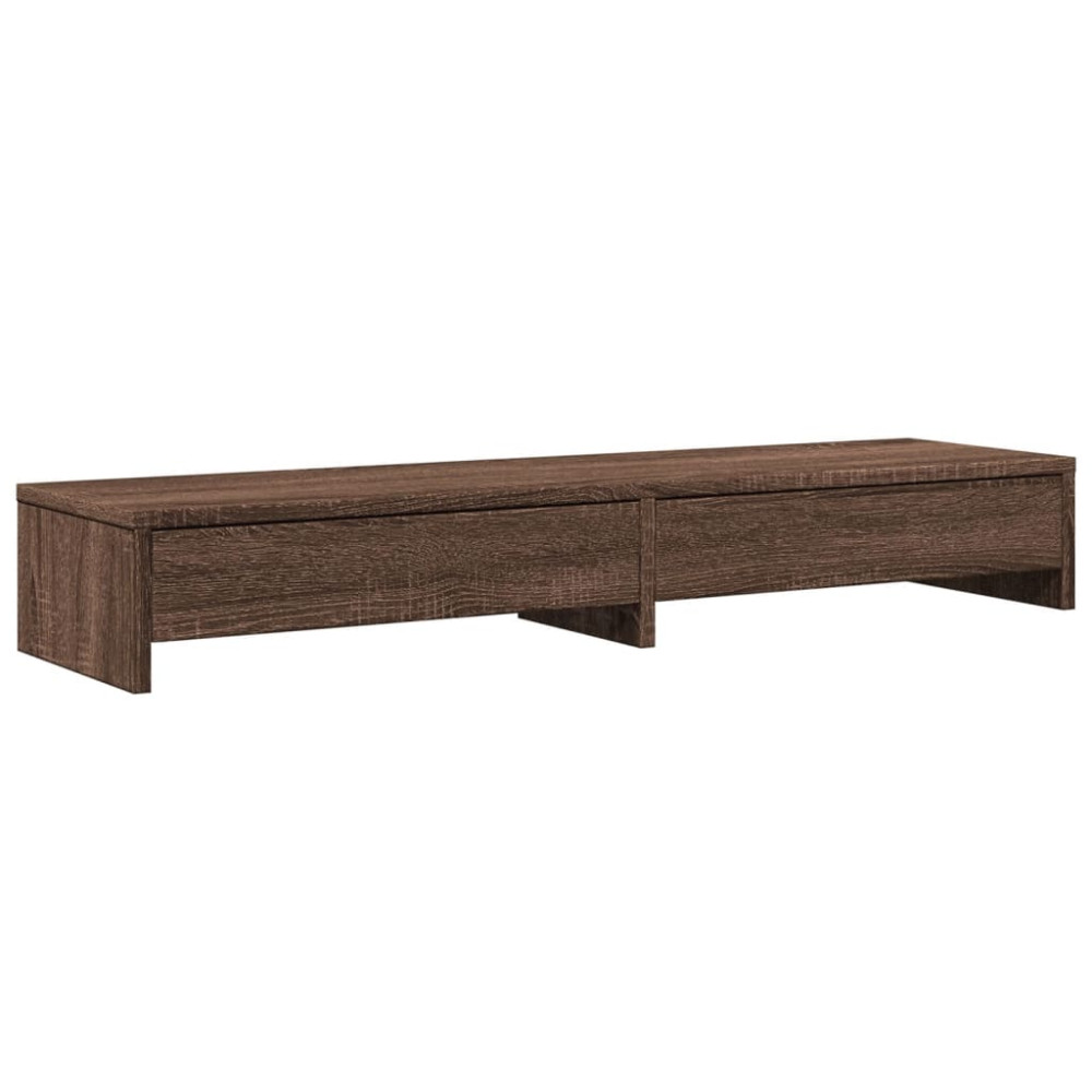 Produktbild för Skärmställ med lådor brun ek 100x27x15 cm konstruerat trä