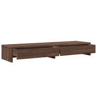Produktbild för Skärmställ med lådor brun ek 100x27x15 cm konstruerat trä
