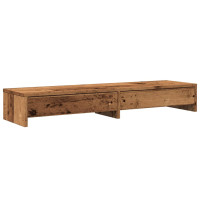 Produktbild för Skärmställ med lådor åldrat trä 100x27x15 cm konstruerat trä