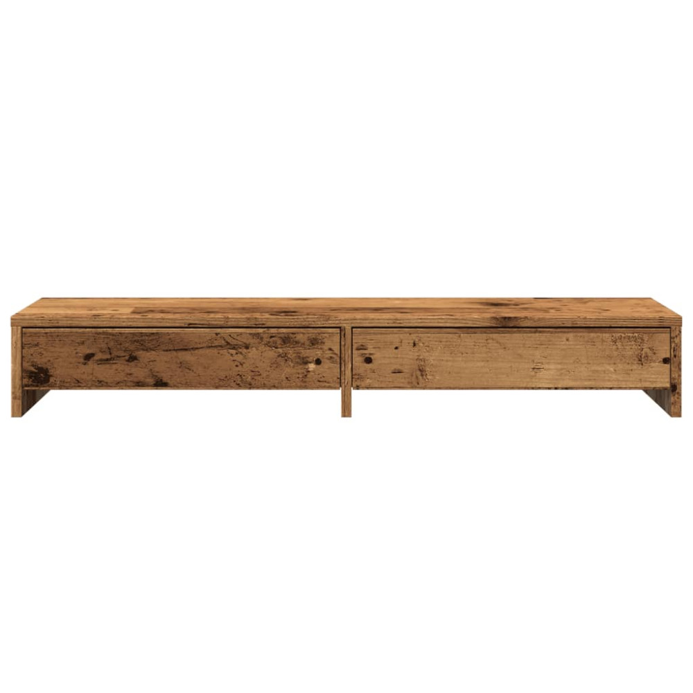 Produktbild för Skärmställ med lådor åldrat trä 100x27x15 cm konstruerat trä