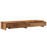 Produktbild för Skärmställ med lådor åldrat trä 100x27x15 cm konstruerat trä