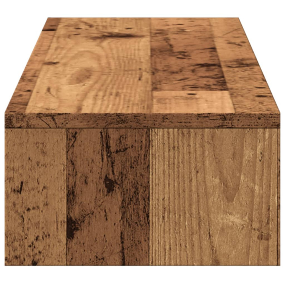 Produktbild för Skärmställ med lådor åldrat trä 100x27x15 cm konstruerat trä