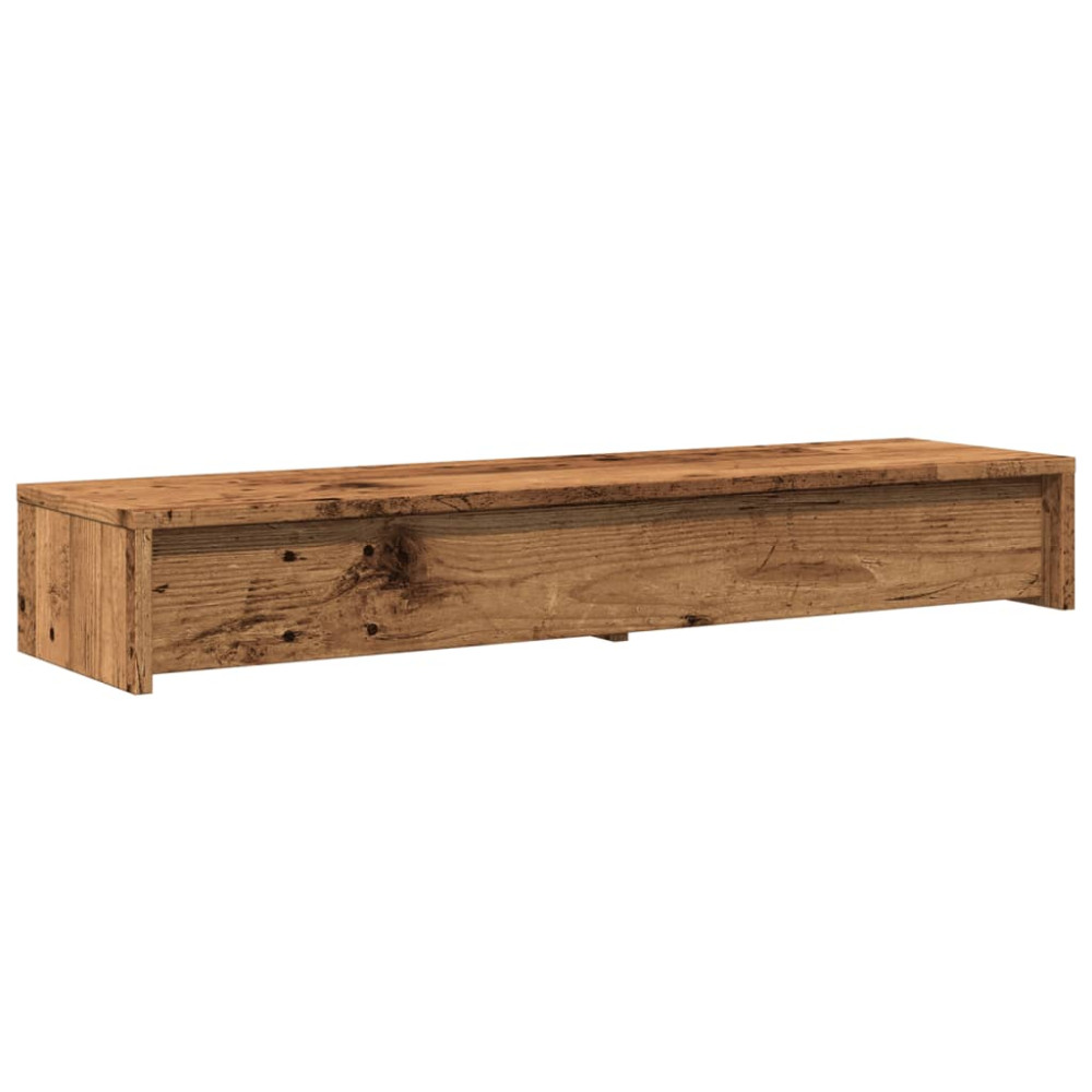 Produktbild för Skärmställ med lådor åldrat trä 100x27x15 cm konstruerat trä