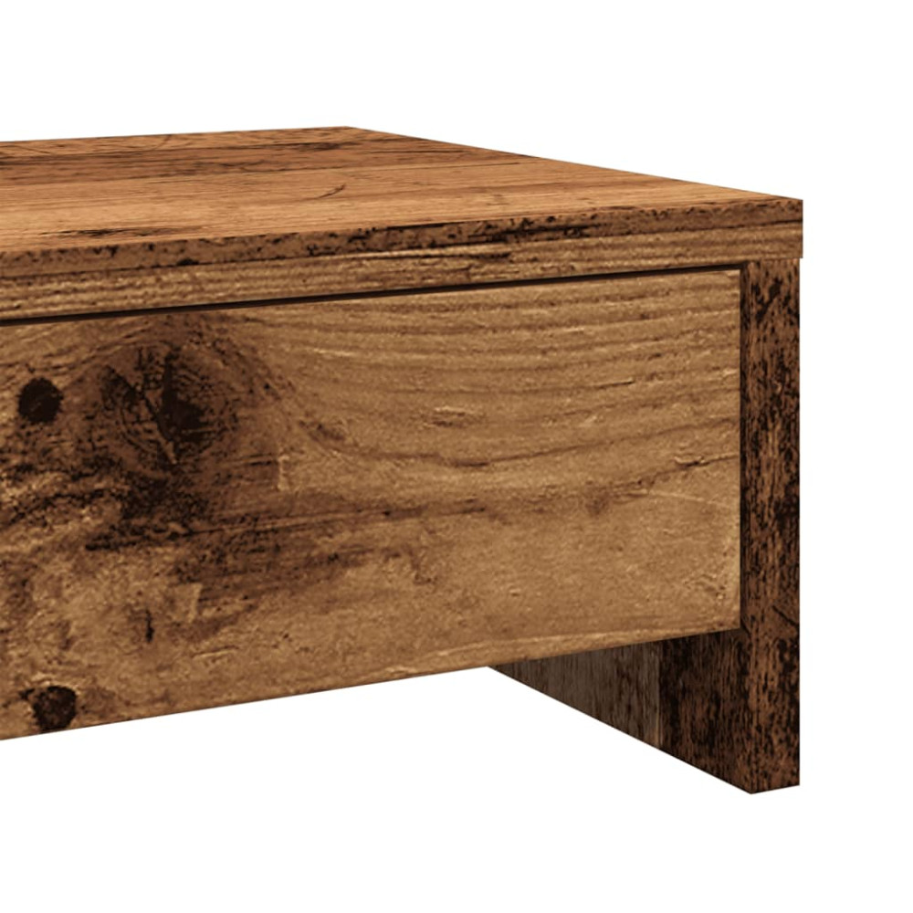 Produktbild för Skärmställ med lådor åldrat trä 100x27x15 cm konstruerat trä