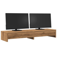Produktbild för Skärmställ med lådor ek 100x27x15 cm konstruerat trä