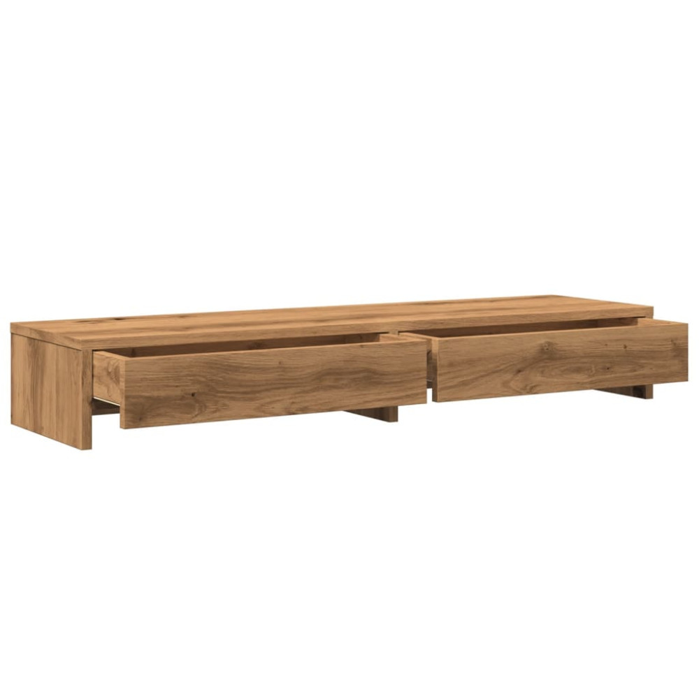 Produktbild för Skärmställ med lådor ek 100x27x15 cm konstruerat trä