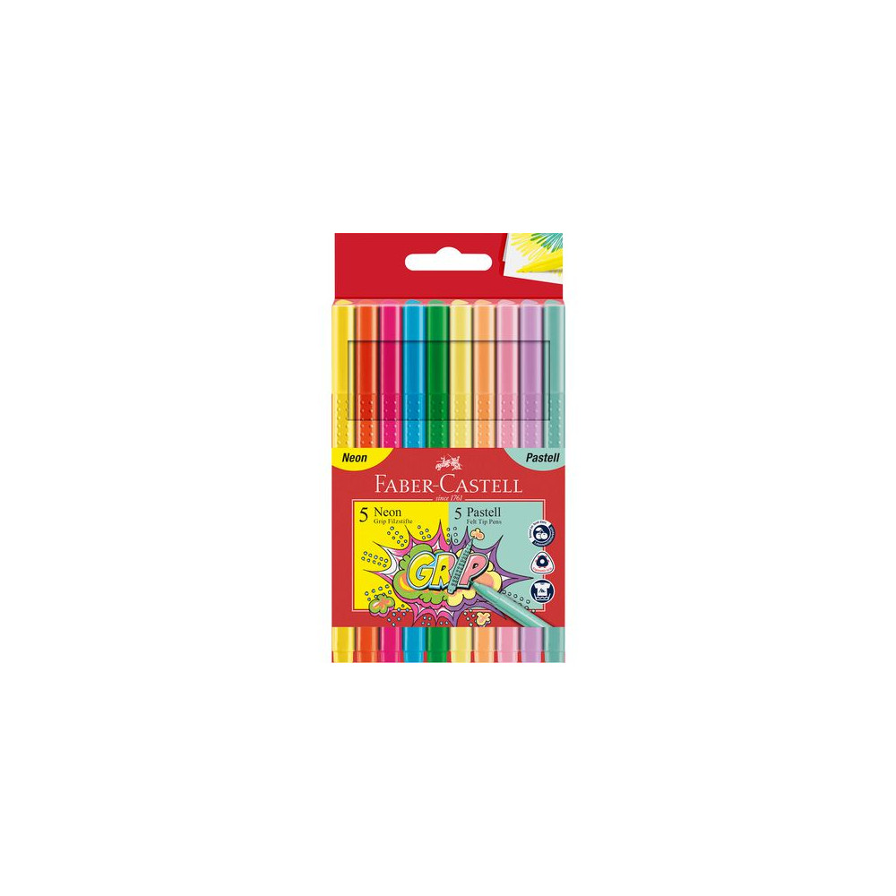 Produktbild för Fiberpenna FABER neon och pastell 10/fp