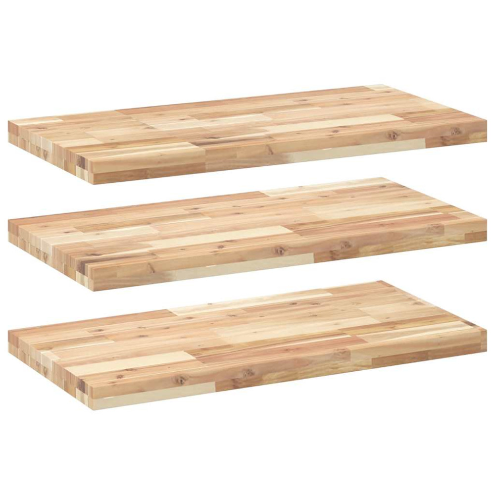 Produktbild för Svävande hyllor 3 st 80x40x4 cm obehandlat massivt akaciaträ