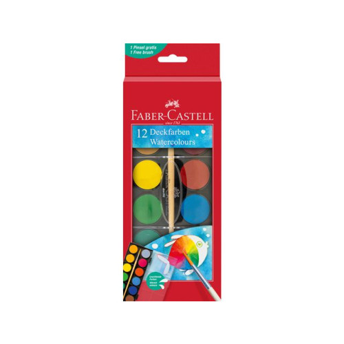 FABER-CASTELL Vattenfärg FABER 12 färger inkl pensel