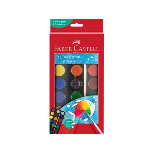 FABER-CASTELL Vattenfärg FABER 21 färger inkl pensel