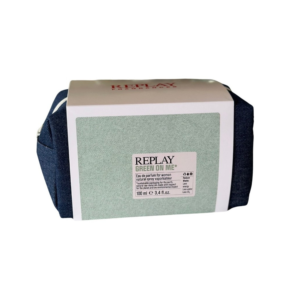 Produktbild för Giftset Replay Green On Me Woman Edp 100ml + Pochette