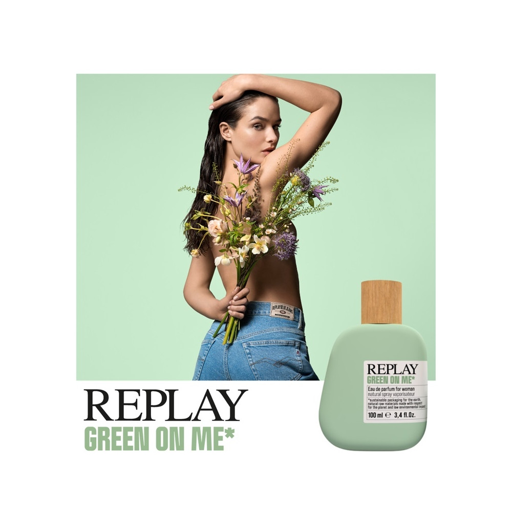 Produktbild för Giftset Replay Green On Me Woman Edp 100ml + Pochette