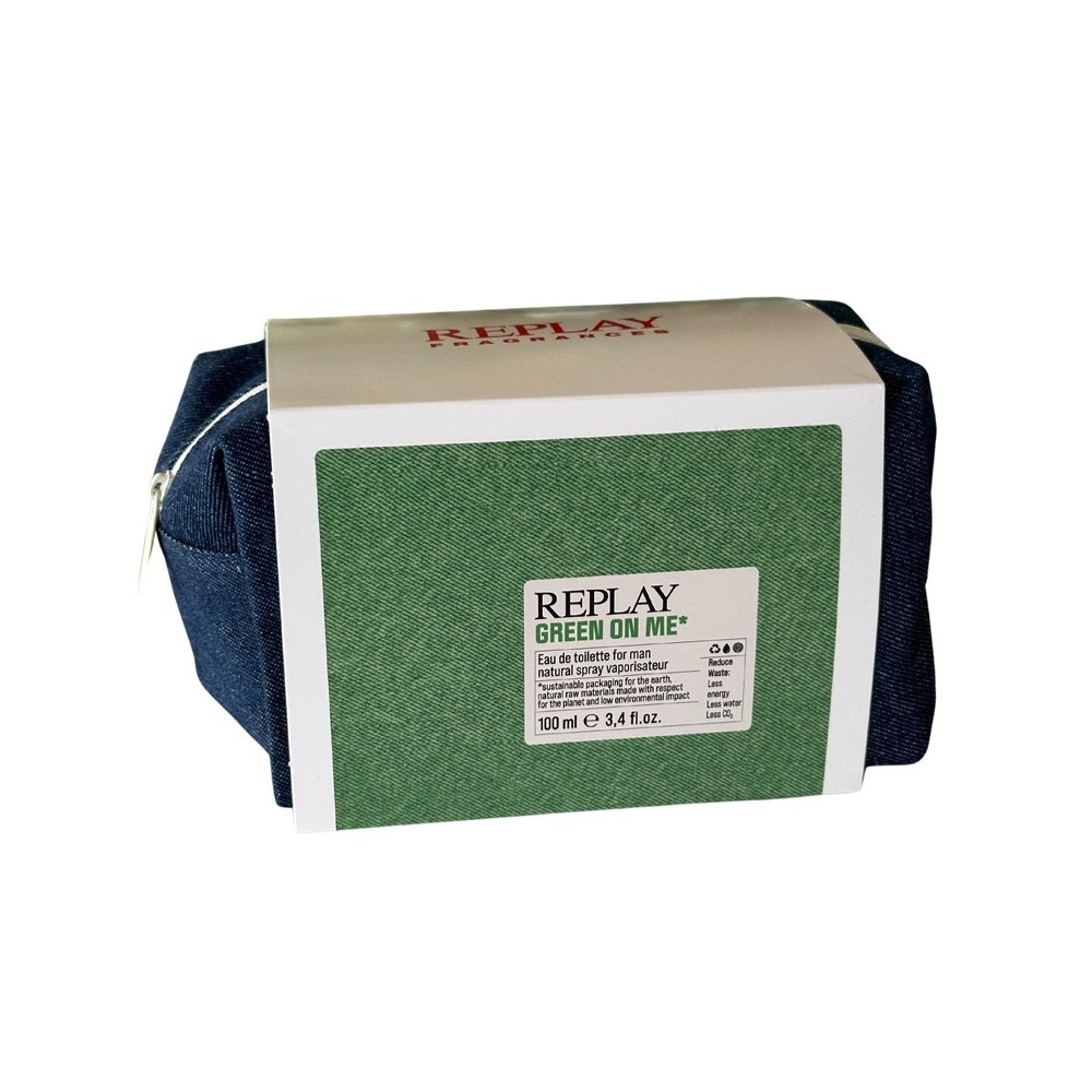 Produktbild för Giftset Replay Green On Me Man Edt 100ml + Pochette