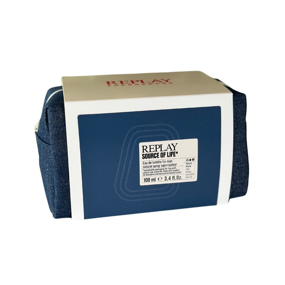 Produktbild för Giftset Replay Source Of Life Man Edt 100ml + Pochette