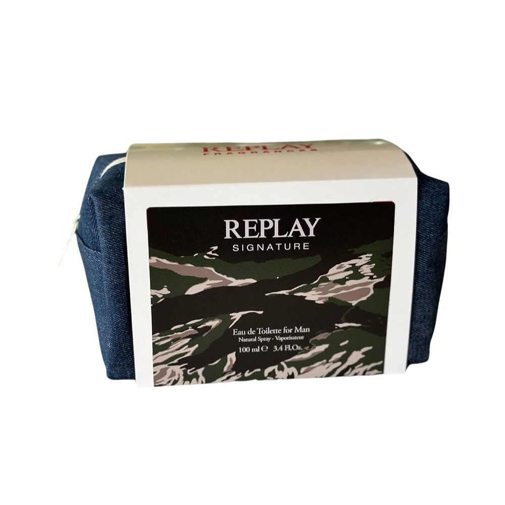 Produktbild för Giftset Replay Signature Man Edt 100ml + Pochette