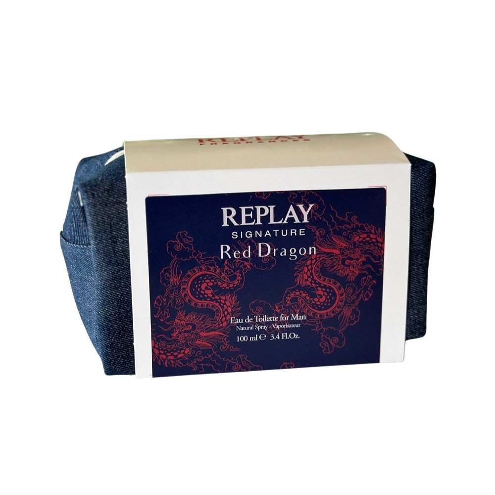 Produktbild för Giftset Replay Signature Red Dragon Man Edt 100ml + Pochette