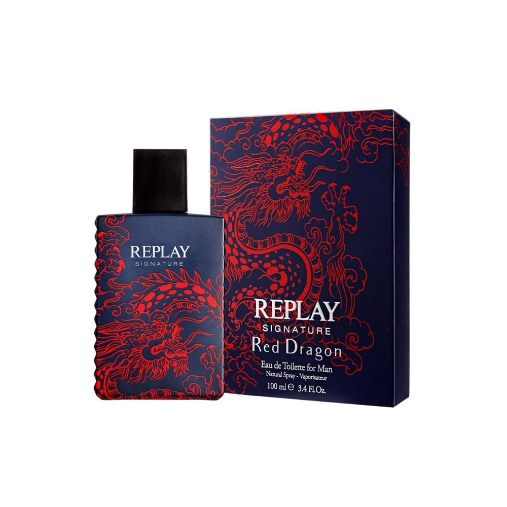 Produktbild för Giftset Replay Signature Red Dragon Man Edt 100ml + Pochette