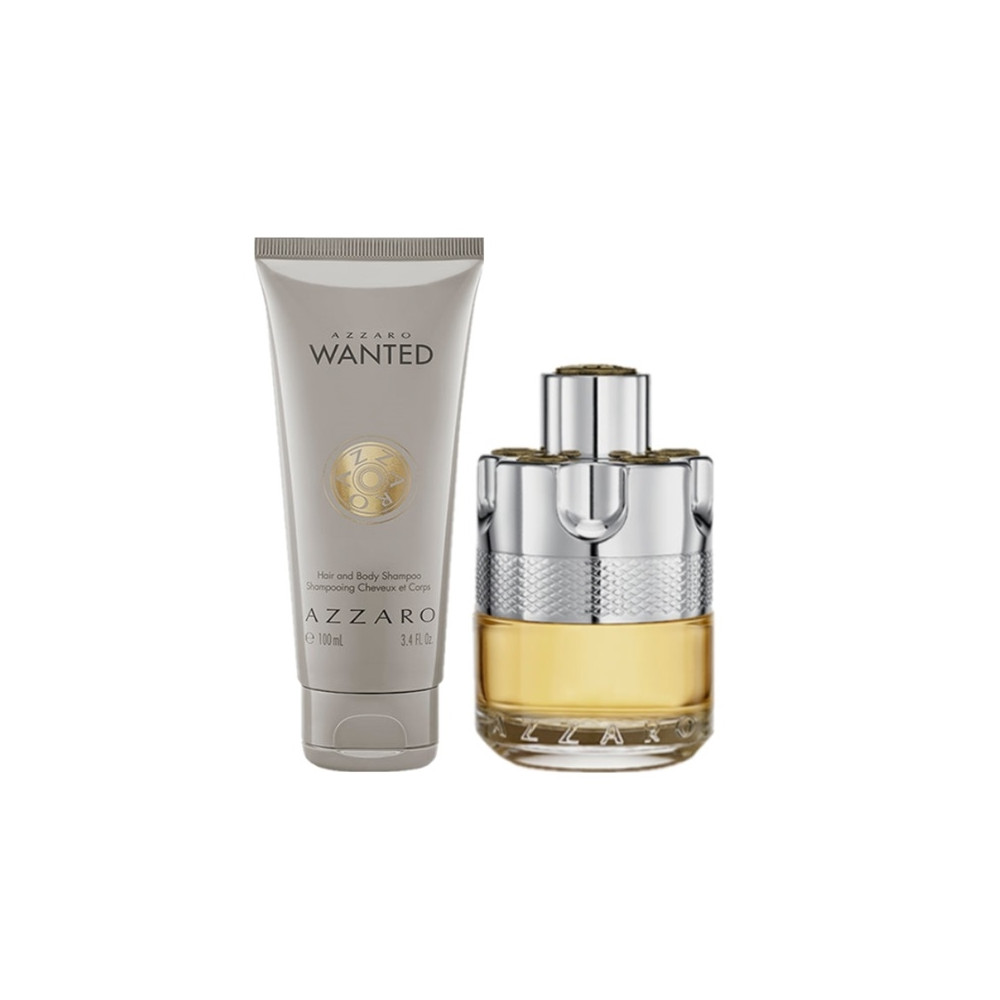 Produktbild för Giftset Azzaro Wanted Edt 100ml + 100ml Hair & Body Shampoo