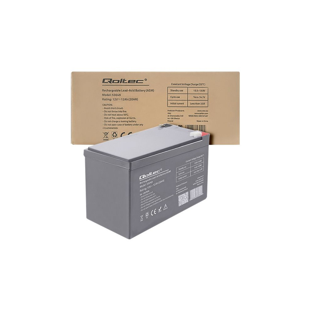 Produktbild för Qoltec 53049 - UPS-batteri - Bly-syra - 12 Ah
