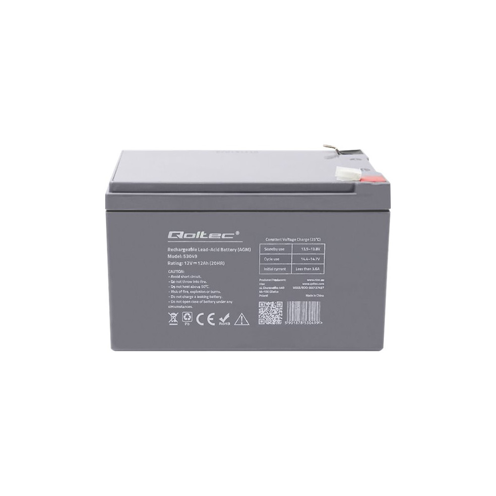 Produktbild för Qoltec 53049 - UPS-batteri - Bly-syra - 12 Ah