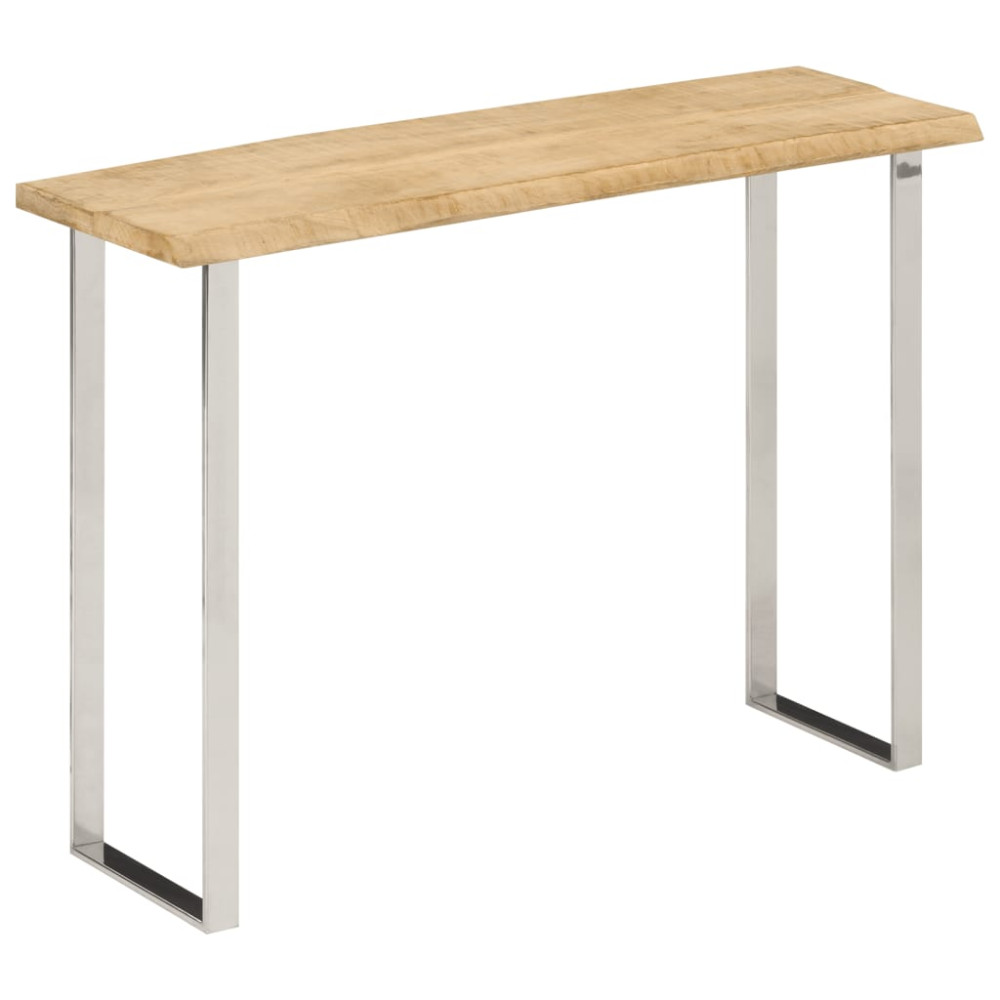 Produktbild för Avlastningsbord med levande kant 105x33x76 cm massivt mangoträ