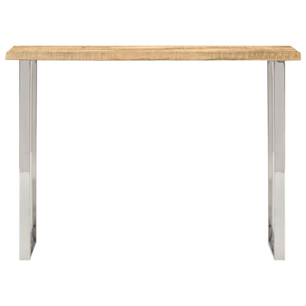 Produktbild för Avlastningsbord med levande kant 105x33x76 cm massivt mangoträ