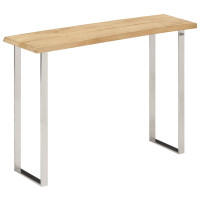 Produktbild för Avlastningsbord med levande kant 105x33x76 cm massivt mangoträ