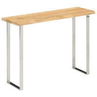 Produktbild för Avlastningsbord med levande kant 105x33x76 cm massivt mangoträ