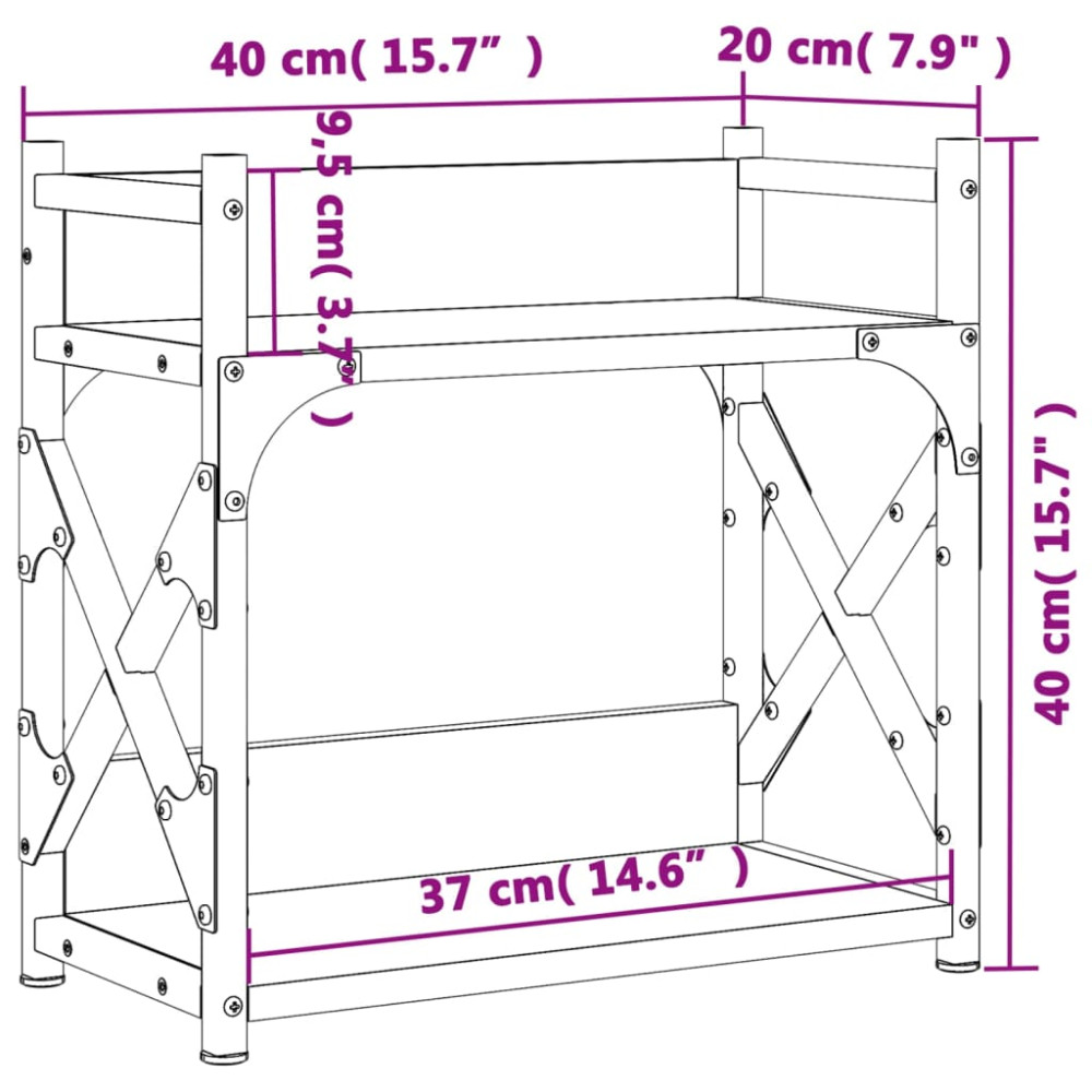 Produktbild för Skrivarställ 2 hyllor sonoma-ek 40x20x40 cm konstruerat trä